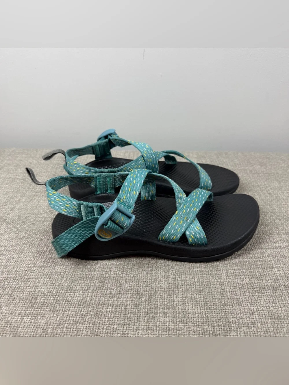 CHACO KID'S Z/1 ECOTREAD SANDALS Clip Aqua Teal Strappy Outdoors Hiking Size 5